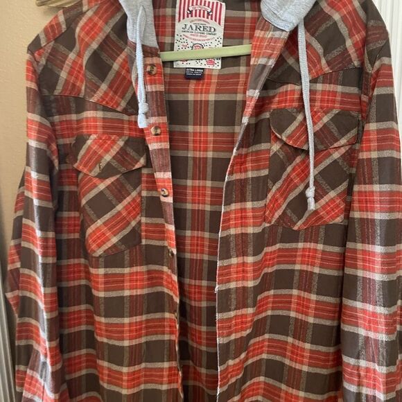 Jared Orandeno and Brown Hooded Men’s Flannel Shirt XL - Picture 3 of 11